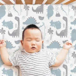 The Peanutshell Dino 4-Pack Crib Fitted Sheet Set In Blue/Grey/White -Baby Products Store GUEST 89d9f884 1b6e 4507 9a1d 52f6b2b4954e
