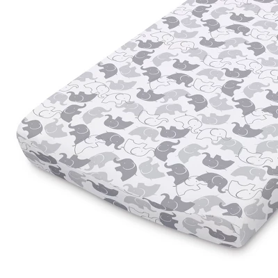 The Peanutshell Changing Pad Covers - Gray Elephants/Stripe 2pk 1 The Peanutshell Changing Pad Covers - Gray Elephants/Stripe 2pk