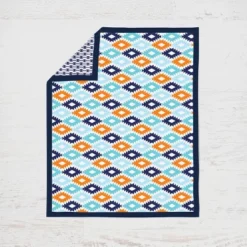 Bacati - Aztec Print Liam Aqua Orange Navy 10 Pc Crib Bedding Set With Long Rail Guard Cover -Baby Products Store GUEST 9045537c 8162 422f 9917 092cf19158e9