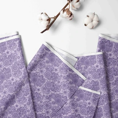Bacati - Floral Scroll Printed Purple 100 Percent Cotton Universal Baby US Standard Crib Or Toddler Bed Fitted Sheet 2 Bacati - Floral Scroll Printed Purple 100 Percent Cotton Universal Baby US Standard Crib Or Toddler Bed Fitted Sheet - Image 2