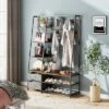 Tangkula 6-in-1 Freestanding Hall Tree Coat Rack W/ Bench & Fabric Dressers Rustic Brown