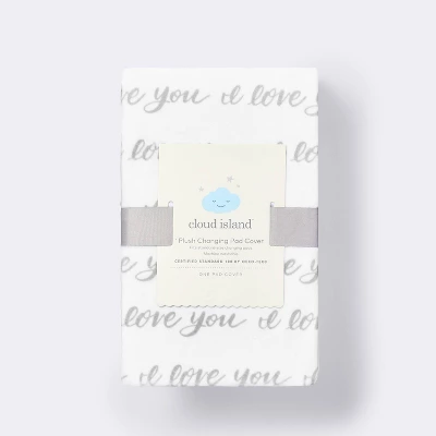 Plush Changing Pad Cover I Love You Script - Gray/White - Cloud Island™ 2 Plush Changing Pad Cover I Love You Script - Gray/White - Cloud Island™ - Image 2
