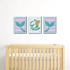 Big Dot Of Happiness Let's Be Mermaids - Baby Girl Nursery Wall Art, Kids Room Decor & Home Decor - Gift Ideas - 7.5 X 10 Inches - Set Of 3 Prints