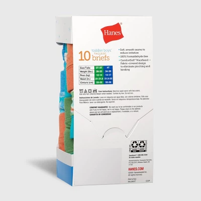 Hanes Toddler Boys' 10pk Pure Comfort Briefs - Colors May Vary 2 Hanes Toddler Boys' 10pk Pure Comfort Briefs - Colors May Vary - Image 2