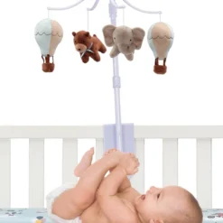 Bedtime Originals Up Up & Away Air Balloon Musical Baby Crib Mobile Soother Toy