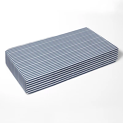 Bacati - Navy Pin Stripes 100 Percent Cotton Universal Baby US Standard Crib Or Toddler Bed Fitted Sheet 2 Bacati - Navy Pin Stripes 100 Percent Cotton Universal Baby US Standard Crib Or Toddler Bed Fitted Sheet - Image 2