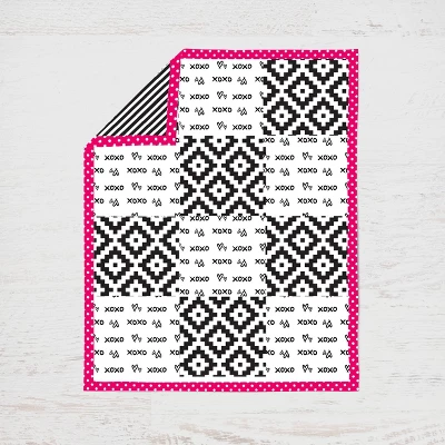 Bacati - Love Black Fuschia 3 Pc Crib Bedding Set 2 Bacati - Love Black Fuschia 3 Pc Crib Bedding Set - Image 2