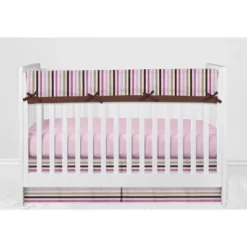 Bacati - Mod Dots Stripes Pink Fuschia Beige Chocolate 6 Pc Crib Bedding Set With Long Rail Guard Cover -Baby Products Store GUEST b0200db6 0c3a 4ab2 8bed e156462d7b4f