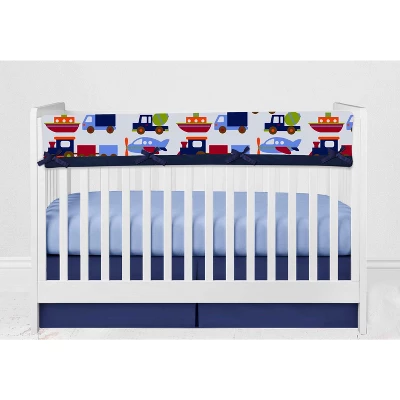 Bacati - Transportation Blue Navy Green Red Orange 10 Pc Crib Bedding Set With Long Rail Guard Cover 6 Bacati - Transportation Blue Navy Green Red Orange 10 Pc Crib Bedding Set With Long Rail Guard Cover - Image 6