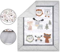 The Peanutshell Woodland Walk Crib Bedding Set, 4pc To 8pc, Grey Animal