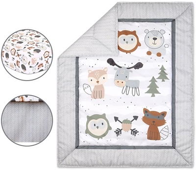 The Peanutshell Woodland Walk Crib Bedding Set, 4pc To 8pc, Grey Animal 1 The Peanutshell Woodland Walk Crib Bedding Set, 4pc To 8pc, Grey Animal