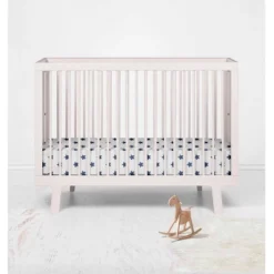 Bacati - Stars Navy Muslin 100 Percent Cotton Universal Baby US Standard Crib Or Toddler Bed Fitted Sheet -Baby Products Store GUEST bcb0c714 36f8 4a3a 8522 a2d850043ba0