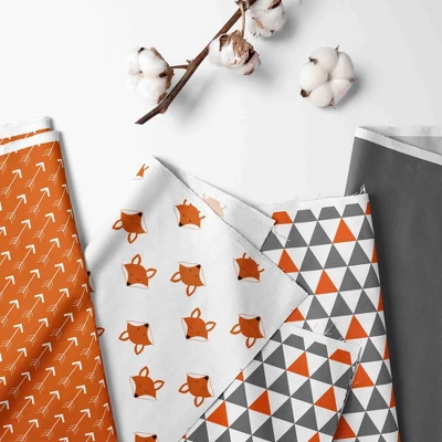 Bacati - Playful Fox Orange Gray 10 Pc Crib Bedding Set With Long Rail Guard Cover 1 Bacati - Playful Fox Orange Gray 10 Pc Crib Bedding Set With Long Rail Guard Cover