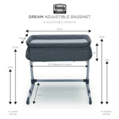 Simmons Kids' Dream Bedside Baby Bassinet Sleeper With Breathable Mesh And Adjustable Heights - Lightweight Portable Crib - Gray 17 Simmons Kids' Dream Bedside Baby Bassinet Sleeper With Breathable Mesh And Adjustable Heights - Lightweight Portable Crib - Gray -Baby Products Store GUEST c10b0cea 85b1 4a85 a54e 4d80afc2b4af