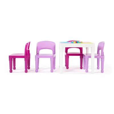 5pc 2 In 1 Square Plastic Activity Table And Chair Set Pink/Purple - Humble Crew 2 5pc 2 In 1 Square Plastic Activity Table And Chair Set Pink/Purple - Humble Crew - Image 2