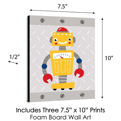 Big Dot Of Happiness Gear Up Robots - Nursery Wall Art And Kids Room Decor - 7.5 X 10 Inches - Set Of 3 Prints 3 Big Dot Of Happiness Gear Up Robots - Nursery Wall Art And Kids Room Decor - 7.5 X 10 Inches - Set Of 3 Prints - Image 3