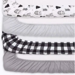 The Peanutshell Woodland Plaid And Safari Animal Fitted Crib Sheets, Unisex 6-Pack Set | Black, White -Baby Products Store GUEST c93386d8 4a8b 4804 8dbb 2c95789743e0