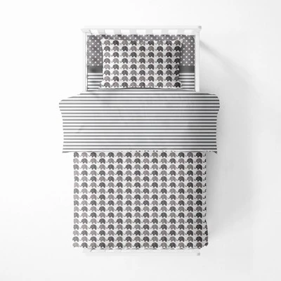 Bacati - Elephants White Steel Gray 3 Pc Toddler Bed Sheet Set 5 Bacati - Elephants White Steel Gray 3 Pc Toddler Bed Sheet Set - Image 5