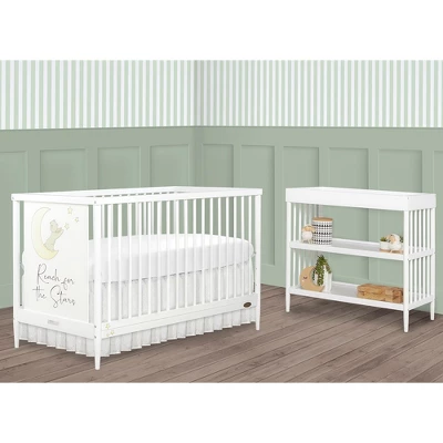 Dream On Me Moon Bear Reaching For The Stars 4 In 1 Modern Island Convertible Crib With Rounded Spindles Mural On One End Panel, White Finish 5 Dream On Me Moon Bear Reaching For The Stars 4 In 1 Modern Island Convertible Crib With Rounded Spindles Mural On One End Panel, White Finish - Image 5