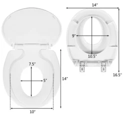 Toddlers & Adult Round Toilet Seat With Built-in Potty Training Seat Slow-Close