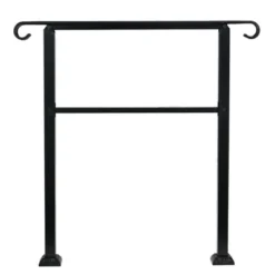 JOMEED UP040 1, 2, Or 3 Step Wrought Iron Transitional Entrance Handrail With Hardware For Outdoor Spaces, Walkways, Patios, And More, Black -Baby Products Store GUEST d0c06c29 da15 4279 a002 f554da2b17c5
