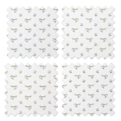 Bacati - Happy Monkeys Blue/Green/Gray Boys Muslin Swaddling Blankets Set Of 4 4 Bacati - Happy Monkeys Blue/Green/Gray Boys Muslin Swaddling Blankets Set Of 4 - Image 4