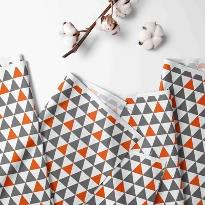 Bacati - Triangles Orange Gray 100 Percent Cotton Universal Baby US Standard Crib Or Toddler Bed Fitted Sheet 2 Bacati - Triangles Orange Gray 100 Percent Cotton Universal Baby US Standard Crib Or Toddler Bed Fitted Sheet - Image 2