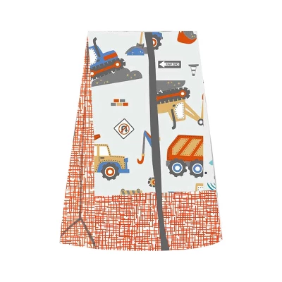 Bacati - Construction Yellow Orange Blue Gray 10 Pc Crib Bedding Set With Long Rail Guard Cover 8 Bacati - Construction Yellow Orange Blue Gray 10 Pc Crib Bedding Set With Long Rail Guard Cover - Image 8