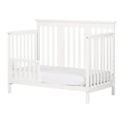 South Shore Little Smileys Modern Baby Crib Adjustable Height Mattress With Toddler Rail - Pure White -Baby Products Store GUEST d6170de0 02c7 4eff 9579 4b0c9ca7aa33