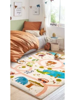 Mother Ruggers Let's Go Machine Washable Colorful Kid's Rug