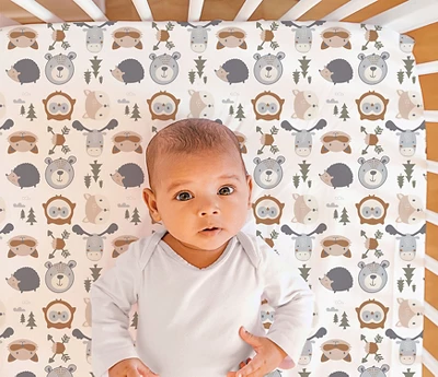 The Peanutshell Woodland Walk Crib Bedding Set, 4pc To 8pc, Grey Animal 2 The Peanutshell Woodland Walk Crib Bedding Set, 4pc To 8pc, Grey Animal - Image 2