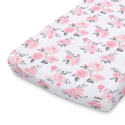 The Peanutshell Changing Pad Covers - Pink Roses/Floral 2pk