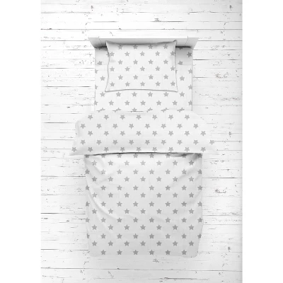 Bacati - Star Gray Ikat Muslin 4pc Toddler Bedding Set 3 Bacati - Star Gray Ikat Muslin 4pc Toddler Bedding Set - Image 3