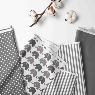 Bacati - Elephants White Steel Gray 3 Pc Toddler Bed Sheet Set 3 Bacati - Elephants White Steel Gray 3 Pc Toddler Bed Sheet Set - Image 3