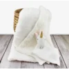Lila And Jack White With Gold Metallic Fleece Kids' Throw With White Unicorn Lovey Set