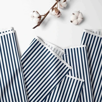 Bacati - Navy Pin Stripes 100 Percent Cotton Universal Baby US Standard Crib Or Toddler Bed Fitted Sheet 1 Bacati - Navy Pin Stripes 100 Percent Cotton Universal Baby US Standard Crib Or Toddler Bed Fitted Sheet