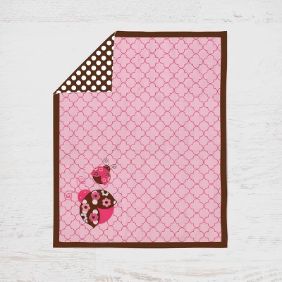 Bacati - Ladybugs Pink Chocolate 10 Pc Crib Bedding Set With Long Rail Guard Cover 5 Bacati - Ladybugs Pink Chocolate 10 Pc Crib Bedding Set With Long Rail Guard Cover - Image 5