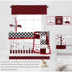 Bacati - Lumberjack Red Black Gray 10 Pc Crib Bedding Set With Long Rail Guard Cover -Baby Products Store GUEST ee5f562c f8fd 4ea1 adfd a095a1c286a5