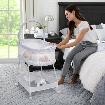 Delta Children Curve Bassinet - White And Gray 1 Delta Children Curve Bassinet - White And Gray