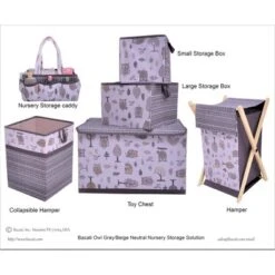 Bacati - Owls Gray/Beige Neutral Collapsible Laundry Hamper -Baby Products Store GUEST fc410d0c 6a5a 473b a0e6 dd311d4eb4df