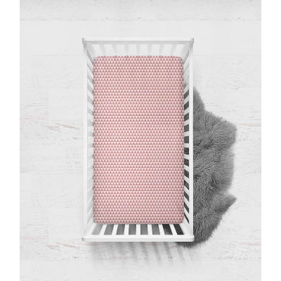 Bacati - Olivia Coral/Navy Buck/Feathers/Triangles Muslin 4 Pc Toddler Bedding Set 6 Bacati - Olivia Coral/Navy Buck/Feathers/Triangles Muslin 4 Pc Toddler Bedding Set - Image 6